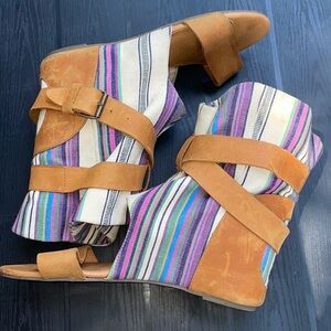 80%20 Buckle up  Leather hidden wedge sandal open Toe Boots Bootie  10